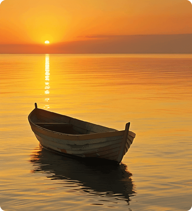 barca nel mare al tramonto